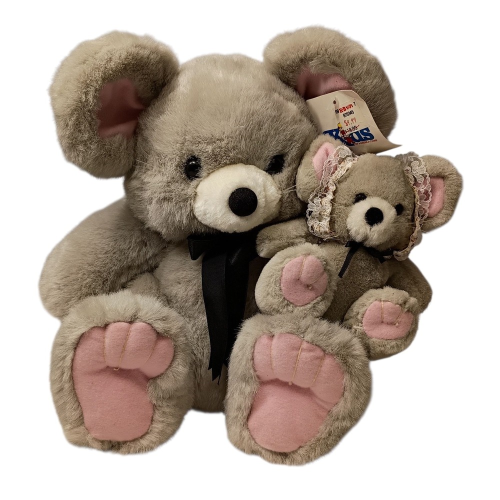 Vintage Mommy Mouse With Baby Mouse Stuffed‎ Animal Plush 12" NEW With Tag